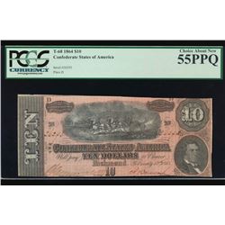 1864 $10 Confederate States of America Note PCGS 55PPQ