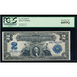 1899 $2 Mini Porthole Silver Certificate PCGS 40PPQ