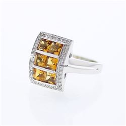 14KT White Gold 1.92ctw Citrine and Diamond Ring