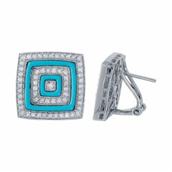 14KT White Gold 1.40ctw Turquoise and Diamond Earrings