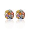 14KT White Gold 9.10ctw Multi Color Sapphire and Diamond Earrings