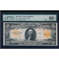 1922 $20 Gold Certificate PMG 66EPQ