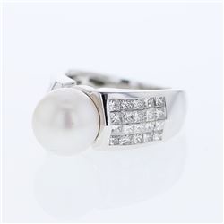 18KT White Gold 7.24ct Pearl and Diamond Ring