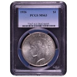 1926 $1 Peace Silver Dollar Coin PCGS MS63