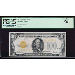 1928 $100 Gold Certificate PCGS 30