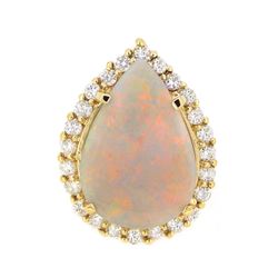 14KT Yellow Gold 7.25ct Opal and Diamond Ring