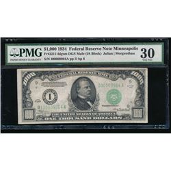 1934 $1000 Minneapolis Federal Reserve Note PMG 30
