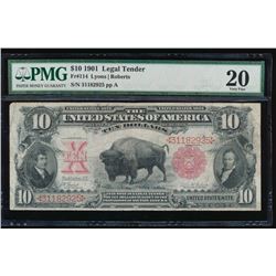 1901 $10 Bison Legal Tender Note PMG 20