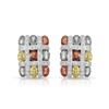 Image 1 : 14KT White Gold 11.03ctw Multi Color Sapphire and Diamond Earrings
