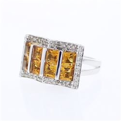 14KT White Gold 2.51ctw Citrine and Diamond Ring