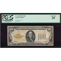 1928 $100 Gold Certificate PCGS 20