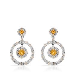 14KT White Gold 0.49ctw Citrine and Diamond Earrings