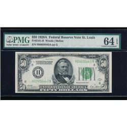 1928A $50 St Louis Federal Reserve Note PMG 64EPQ
