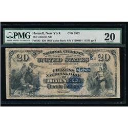 1882 $20 Hornell National Bank Note PMG 20