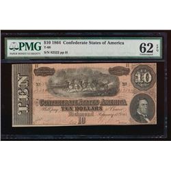 1864 $10 Confederate States of America Note PMG 62EPQ