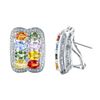 Image 1 : 14KT White Gold 9.57ctw Multi Color Sapphire and Diamond Earrings