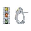 14KT White Gold 1.79ctw Multi Color Sapphire and Diamond Earrings