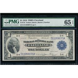 1918 $1 Cleveland Large Federal Reserve Bank Note PMG 65EPQ