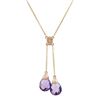 Image 1 : 14KT Rose Gold 4.54ctw Amethyst and Diamond Pendant with Chain