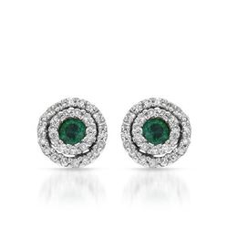 14KT White Gold 0.24ctw Emerald and Diamond Earrings