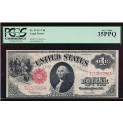 1917 $1 Legal Tender Note PCGS 35PPQ
