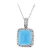 Image 1 : 14KT White Gold 6.89ct Turquoise and Diamond Pendant with Chain