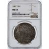 Image 1 : 1887 $1 Morgan Silver Dollar Coin NGC MS64 Toning