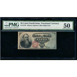 50 Cent Fourth Issue Fractional Note No Serial Number PMG 50