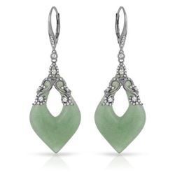 14KT White Gold 36.90ctw Aventurine and Diamond Earrings
