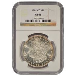 1881-CC $1 Morgan Silver Dollar Coin NGC MS63