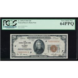 1929 $20 Atlanta Federal Reserve Bank Note PCGS 64PPQ