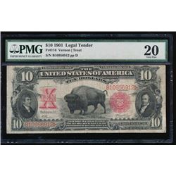 1901 $10 Bison Legal Tender Note PMG 20