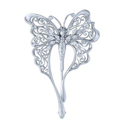 14KT White Gold 0.98ctw Diamond Brooch