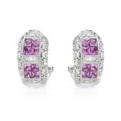 18KT White Gold 1.35ctw Sapphire and Diamond Earrings