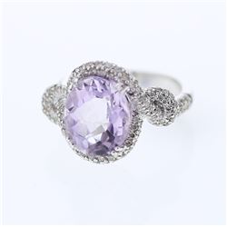 14KT White Gold 4.98ct Amethyst and Diamond Ring
