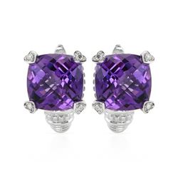 14KT White Gold 14.81ctw Amethyst and Diamond Earrings