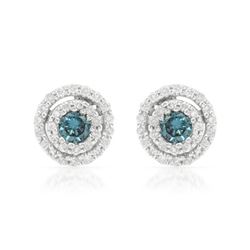 18KT White Gold 0.48ctw Blue Diamond Earrings