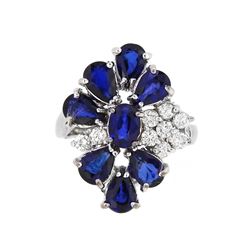 14KT White Gold 4.25ctw Blue Sapphire and Diamond Ring