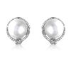 14KT White Gold 27.94ctw Pearl and Diamond Earrings