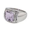 Image 1 : 14KT White Gold 3.93ct Amethyst and Diamond Ring