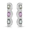 Image 1 : 14KT White Gold 3.39ctw Multi Color Sapphire and Diamond Earrings