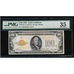 1928 $100 Gold Certificate PMG 35