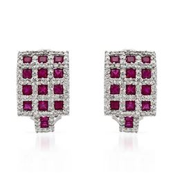 14KT White Gold 2.39ctw Ruby and Diamond Earrings