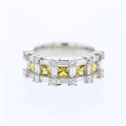 14KT White Gold 1.06ctw Yellow Sapphire and Diamond Ring