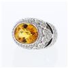 Image 1 : 14KT White Gold 7.01ct Citrine and Diamond Ring