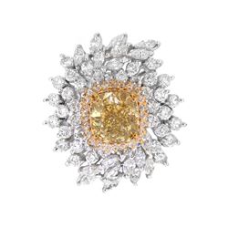 14KT Two Tone Gold Fancy Brownish Yellow 9.52ctw Diamond Ring