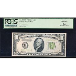1934 $10 New York Federal Reserve Note PCGS 63