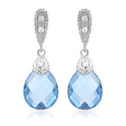 14KT White Gold 6.25ctw Blue Topaz and Diamond Earrings