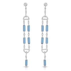 18KT White Gold 4.20ctw Turquoise and Diamond Earrings