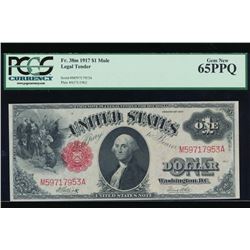 1917 $1 Legal Tender Mule Note PCGS 65PPQ